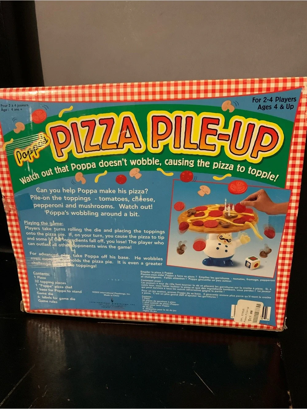 Vtg Poppa's Pizza Topple Toppings Balancing Game Pile Up Missing One Topping